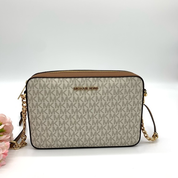 MICHAEL KORS JET SET LARGE EW CROSSBODY BAG IN VANILLA - Picture 2 of 12